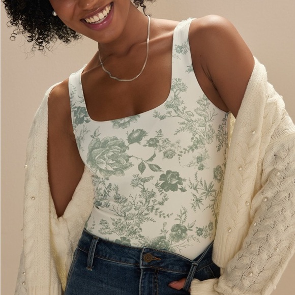 Miami Green and White Floral Bodysuit - Picture 1 of 4
